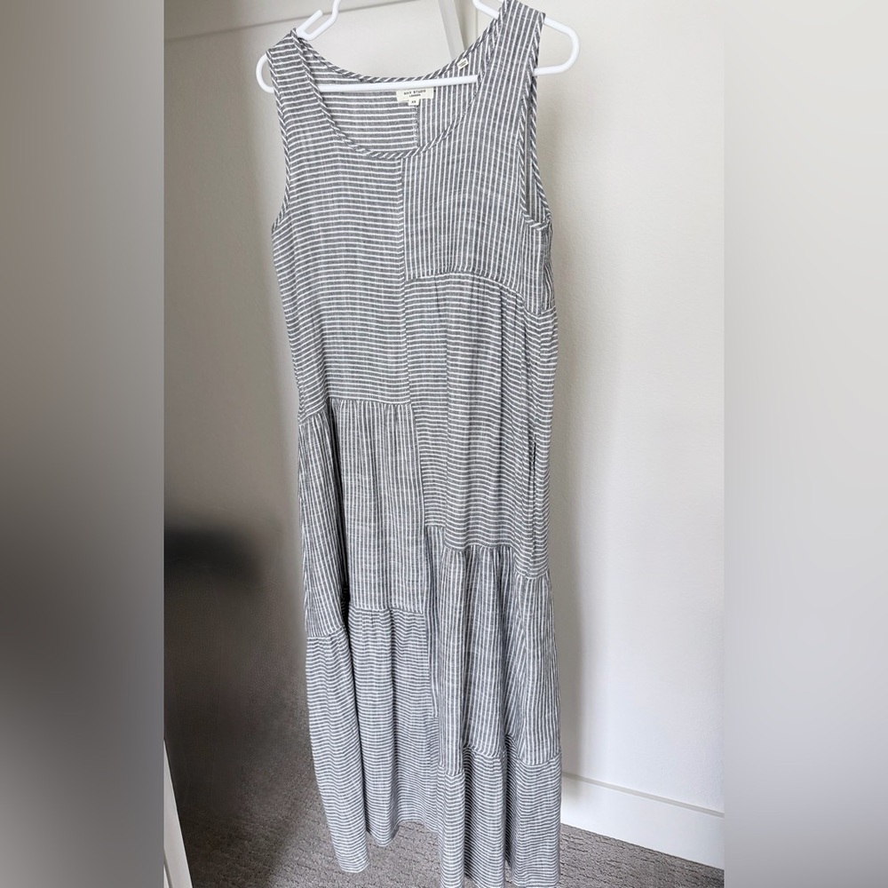 Linen Striped Sleeveless Maxi Dress